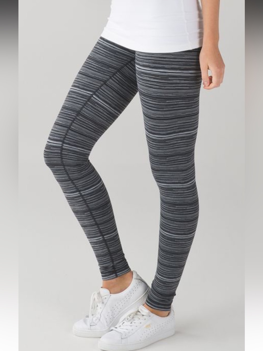 LULULEMON Wunder Under Leggings in Cyber Stripe Deep Coal Black sz 8
